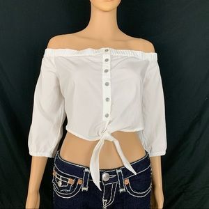 NWT BDG off-shoulder front-tie blouse Size Large